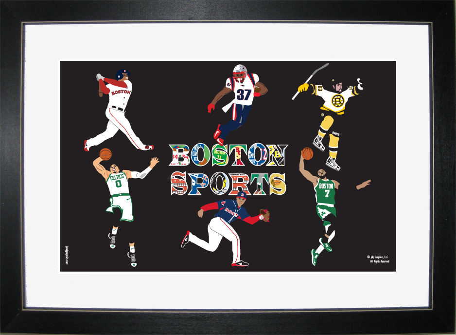 Boston Sports Posters By J Graphics Boston Sports Montage Black Framed Pbs20 Fr
